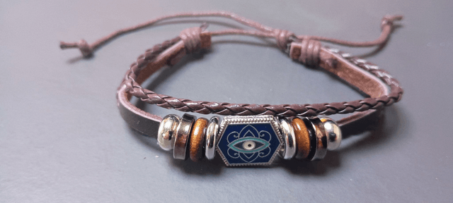 Bracelet rétro en cuir et perles pour hommes